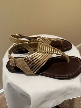 Hot Cakes Women's Gold Strappy Gladiator Sandals